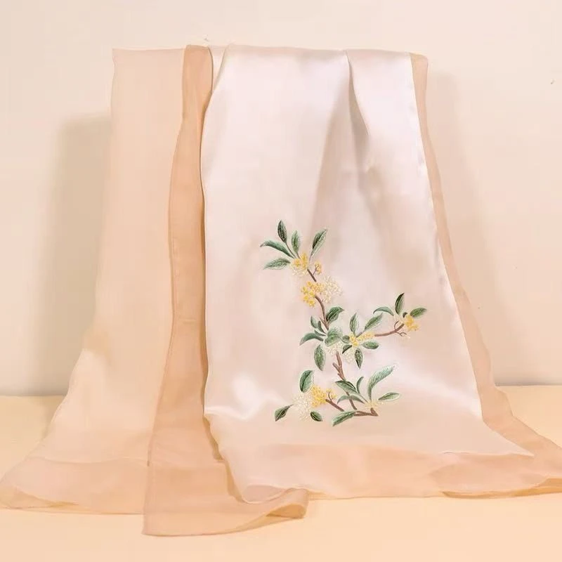 Embroidery 100% Silk Scarf factory